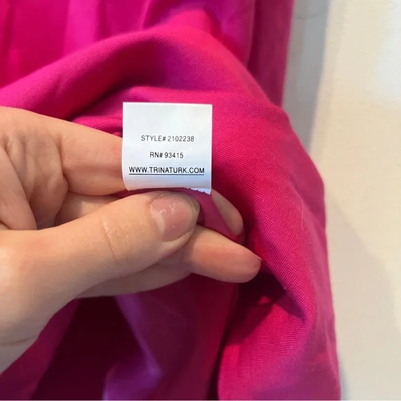 Trina Turk Cage Neck Sleeveless Color Block Black and Pink Midi Dress - Picture 8 of 10